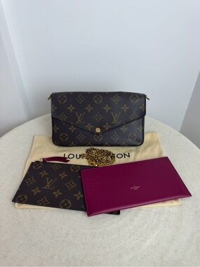 ♥️Louis Vuitton Brown Felicie Envelope Monogram Leather Shoulder bag ♥️